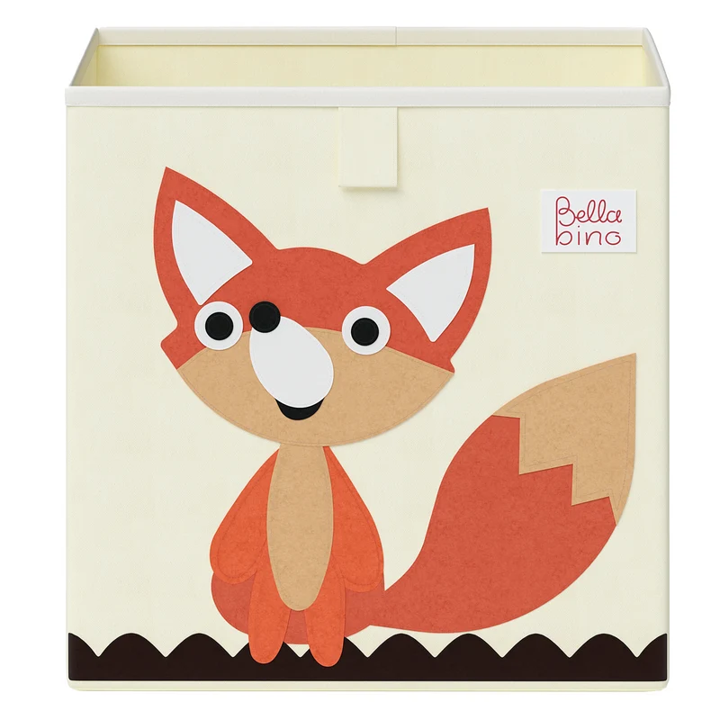 Helme Aufbewahrungsbox Affe/Löwe/Koala/Fuchs, 4er-Set, aus Oxford-Gewebe, 30x30x30 cm, beige