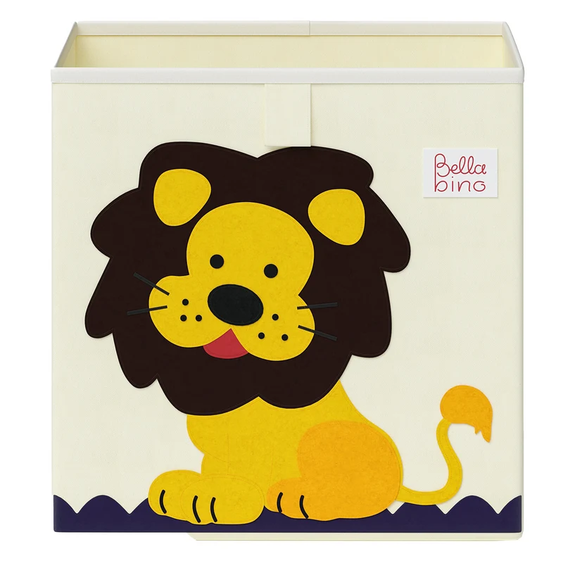 Helme Aufbewahrungsbox Affe/Löwe, 2er-Set, aus Oxford-Gewebe, 30x30x30 cm, beige