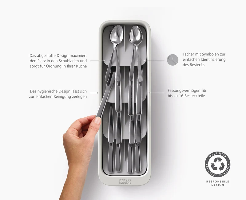 DrawerStore™ Kompakter Besteckkasten aus recyceltem Plastik