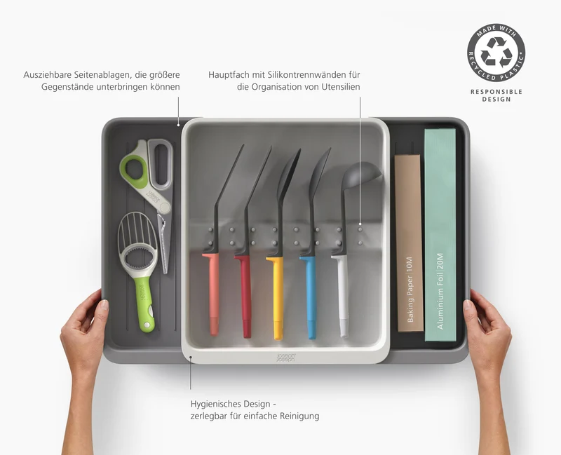 DrawerStore™ Erweiterbarer Küchenzubehör-Organizer aus recyceltem Plastik