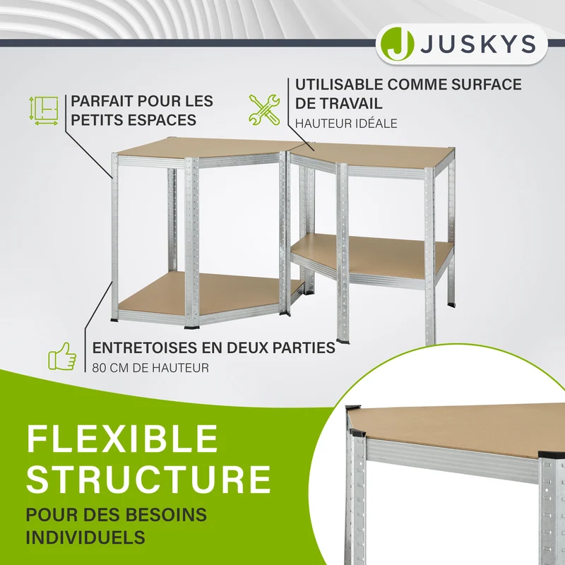 Eckregal Corner Easy 160 x 75 x 40-75 cm