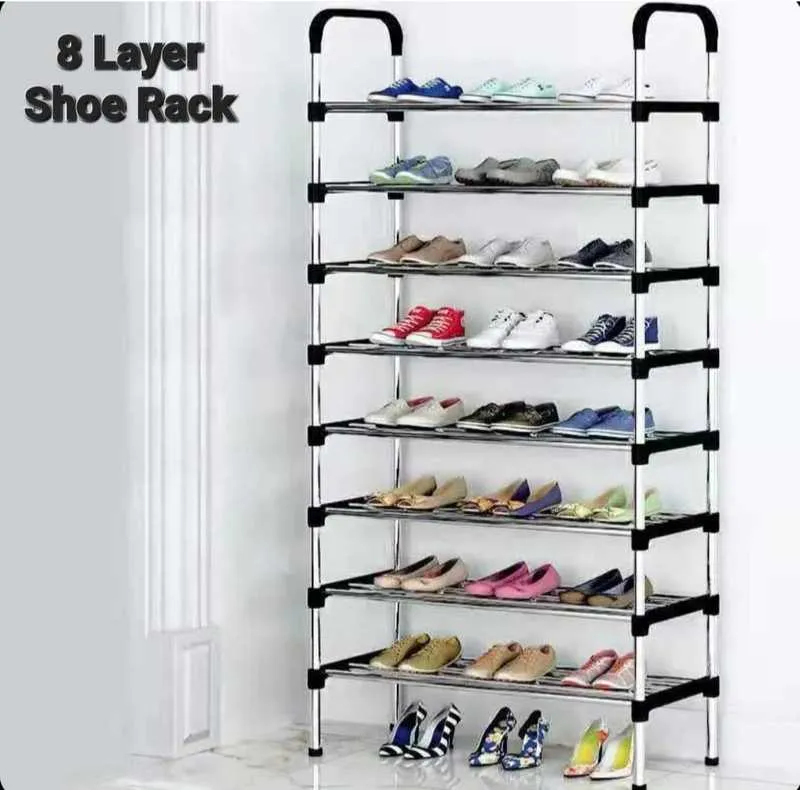8-Layer Heavy-Duty Metal Shoe Rack (Space-Saving Stackable Storage Organizer)