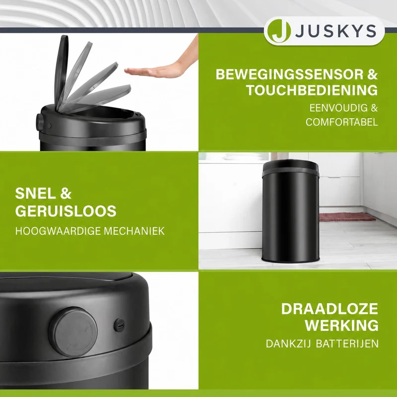 Runder Mülleimer mit Sensor