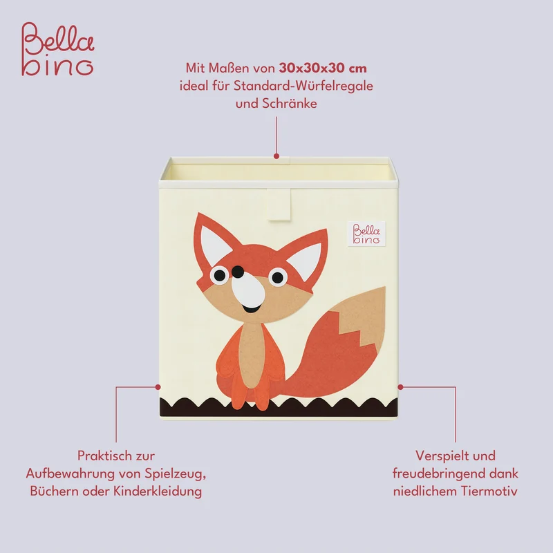 Helme Aufbewahrungsbox Fuchs, aus Oxford-Gewebe, 30x30x30 cm, beige