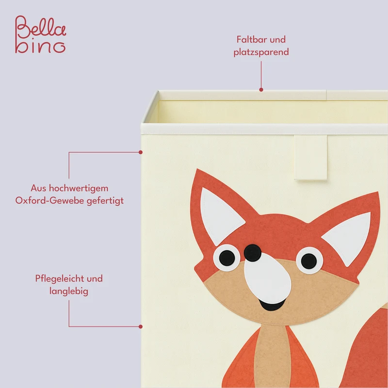 Helme Aufbewahrungsbox Fuchs, aus Oxford-Gewebe, 30x30x30 cm, beige