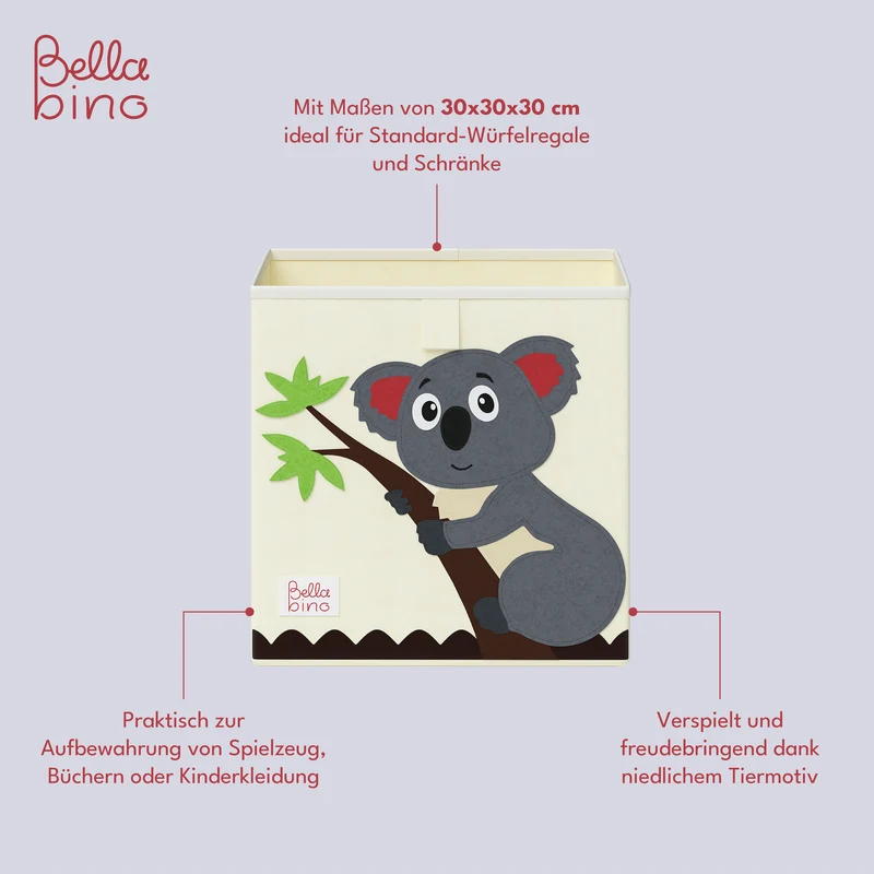 Helme Aufbewahrungsbox Koala, aus Oxford-Gewebe, 30x30x30 cm, beige