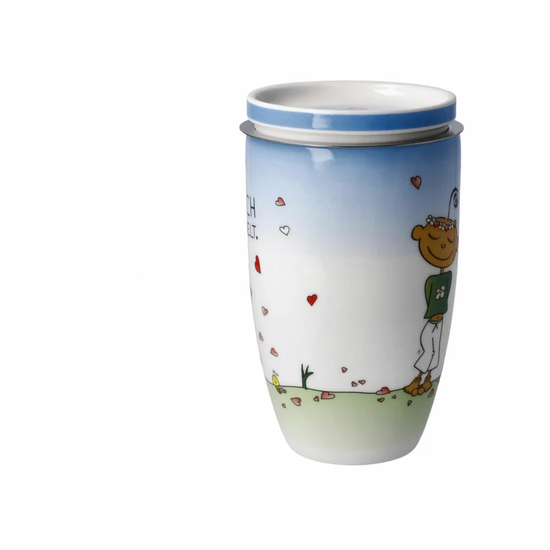 Goebel Teetasse mit Deckel und Sieb Der kleine Yogi - Für Dich gesammelt, Becher, Fine Bone China, Bunt, 450 ml, 54102821