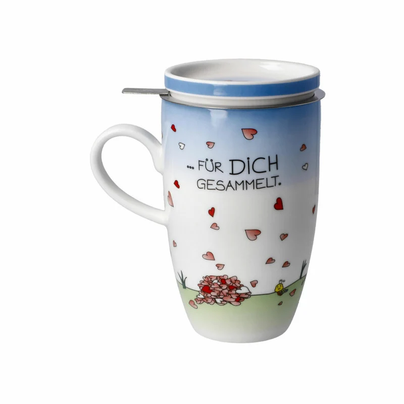Goebel Teetasse mit Deckel und Sieb Der kleine Yogi - Für Dich gesammelt, Becher, Fine Bone China, Bunt, 450 ml, 54102821