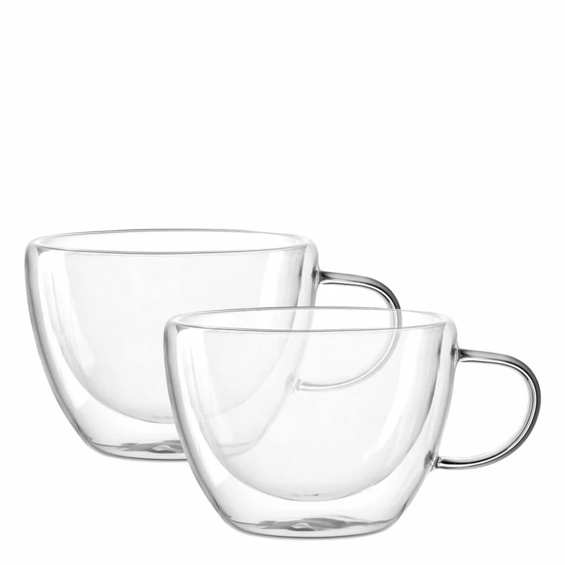 Leonardo Teetassen Duo, 2er Set, Tee Tasse, Kaffee, Doppelwandig, Borosilikatglas, Klar, 360 ml, 053064