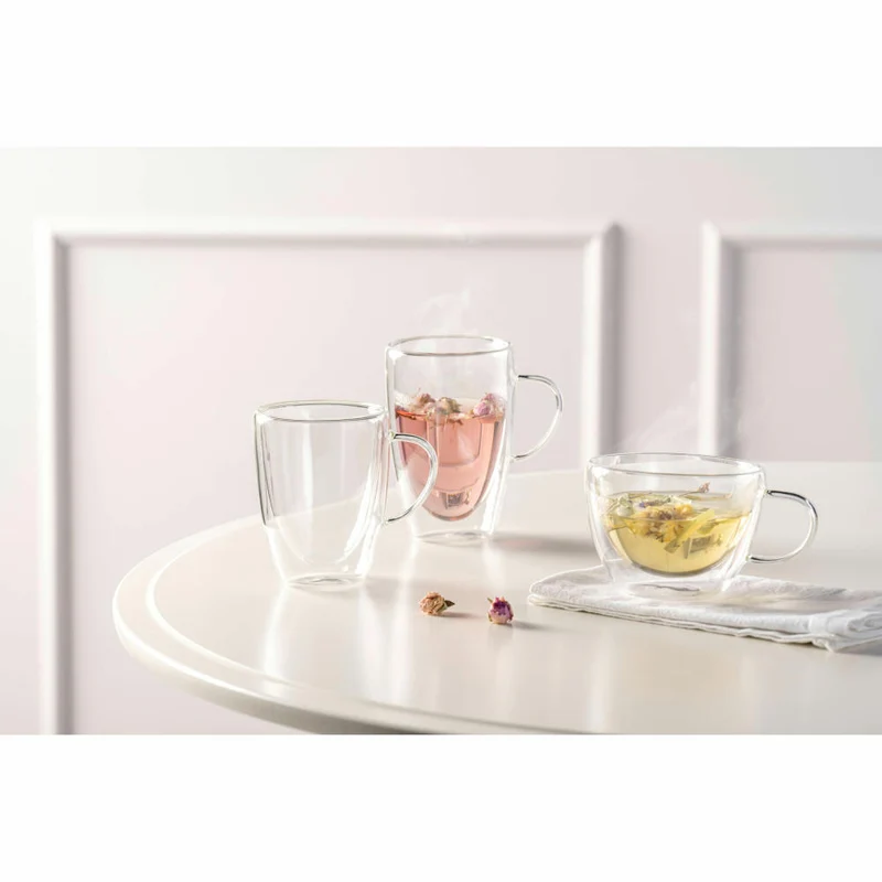 Leonardo Teetassen Duo, 2er Set, Tee Tasse, Kaffee, Doppelwandig, Borosilikatglas, Klar, 360 ml, 053064