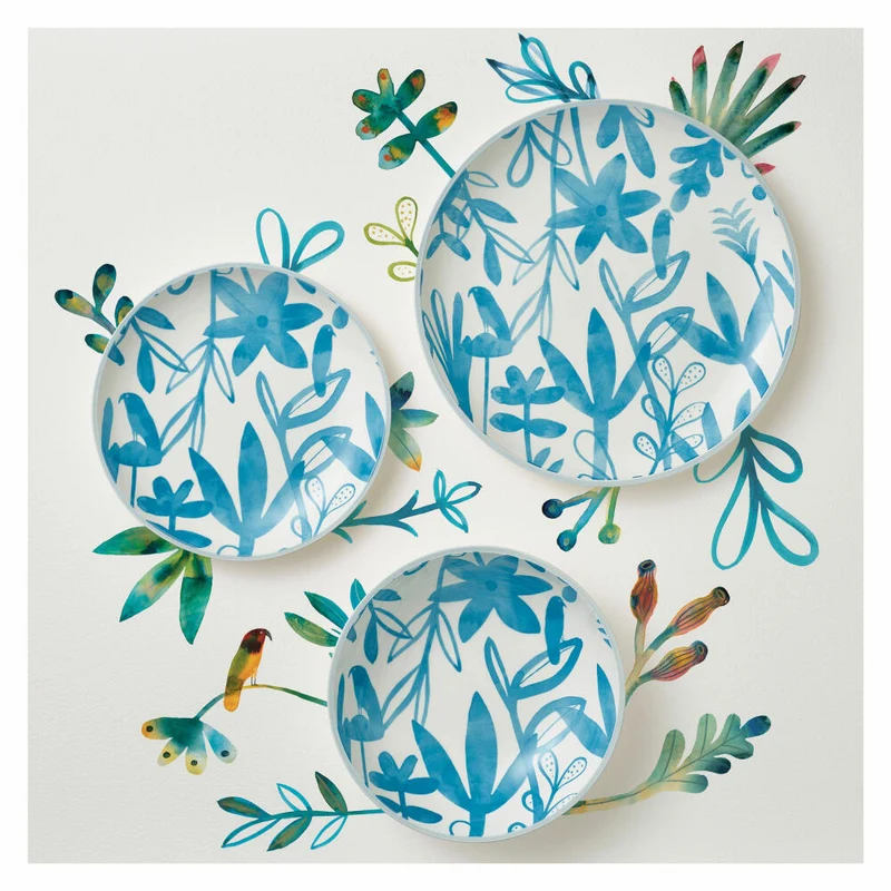 Maxwell & Williams Teller Dusk, mit Floralmuster, Porzellan, Blau, 20 cm, AW0577