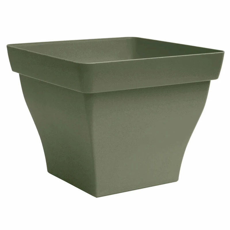 Poétic Romeo eckig, Blumentopf, Blumenkübel, Blumen Topf, Pflanzkübel, Kunststoff, Khaki, 24 cm, BRO25KA