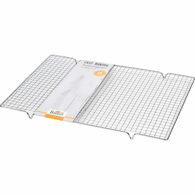 Birkmann Easy Baking Auskühlgitter Eckig Verchromt, Kuchengitter, Kühlgitter, Backgitter, Stahl, 32 x 45 cm, 430600