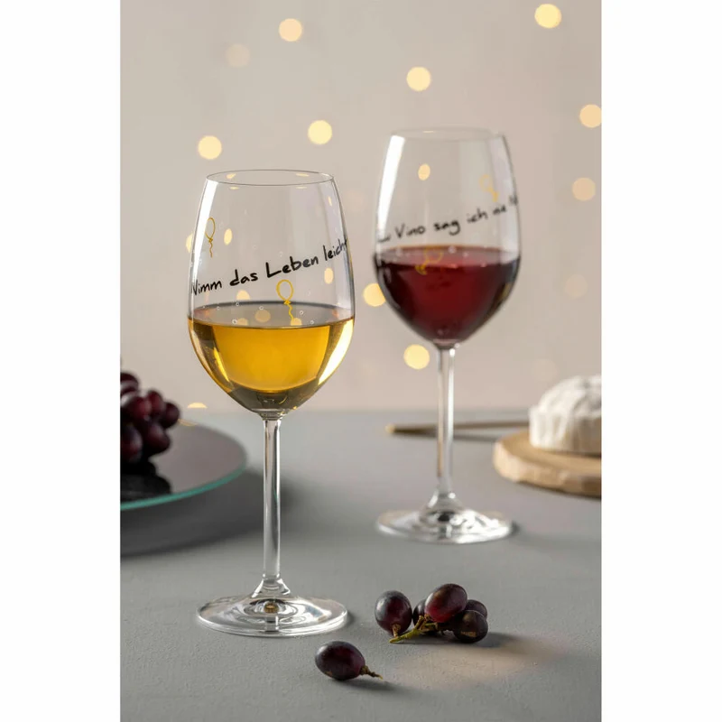 Leonardo Weinglas Presente Nimm das Leben leicht, Motivglas, Wein Glas, Kristallglas, 460 ml, 044513