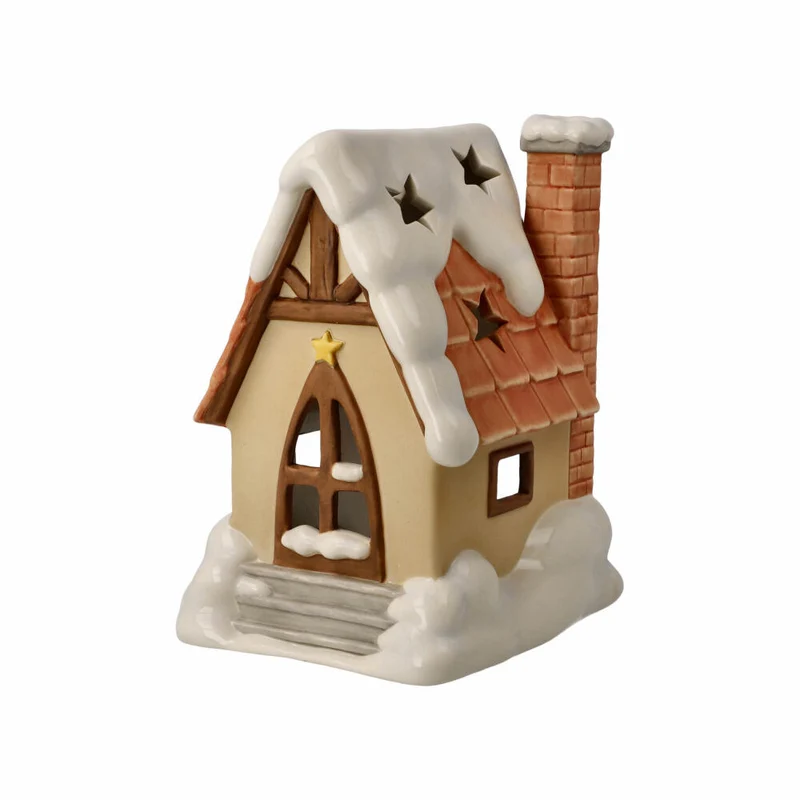 Goebel Windlicht Lichterhaus, Winterwald, Weihnachten, Teelichthalter, Dekoration, Steingut, H 17 cm, 66704241