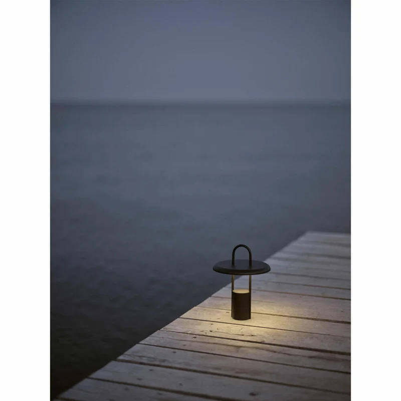 Stelton LED-Leuchte Pier Black, drahtlos, Ladung via USB, Eisen, Kunststoff, Schwarz, 25 cm, 614