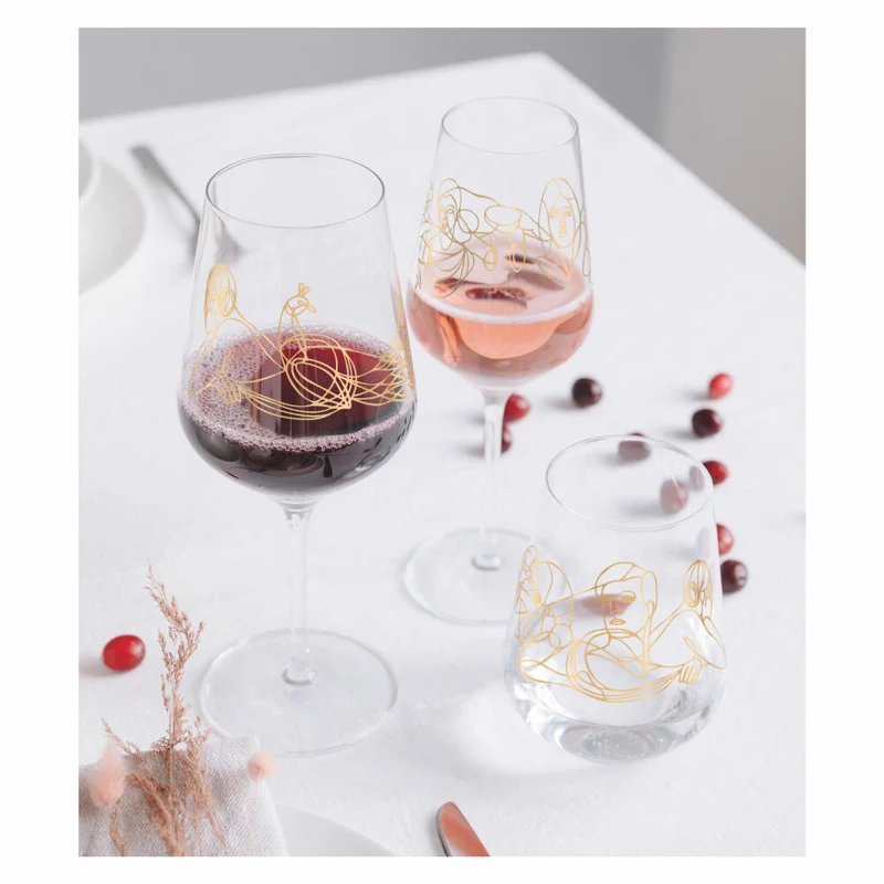 Ritzenhoff Rotweinglas 2er-Set Sagengold 001, Burkhard Neie, Kristallglas, 570 ml, 3401001