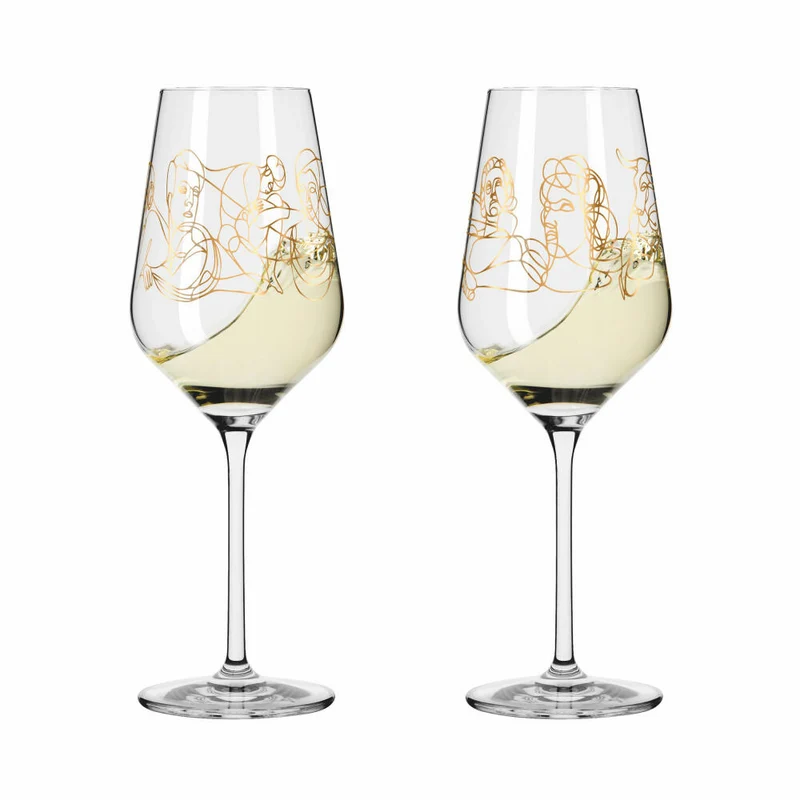 Ritzenhoff Weißweinglas 2er-Set Sagengold 001, Burkhard Neie, Kristallglas, 380 ml, 3411001