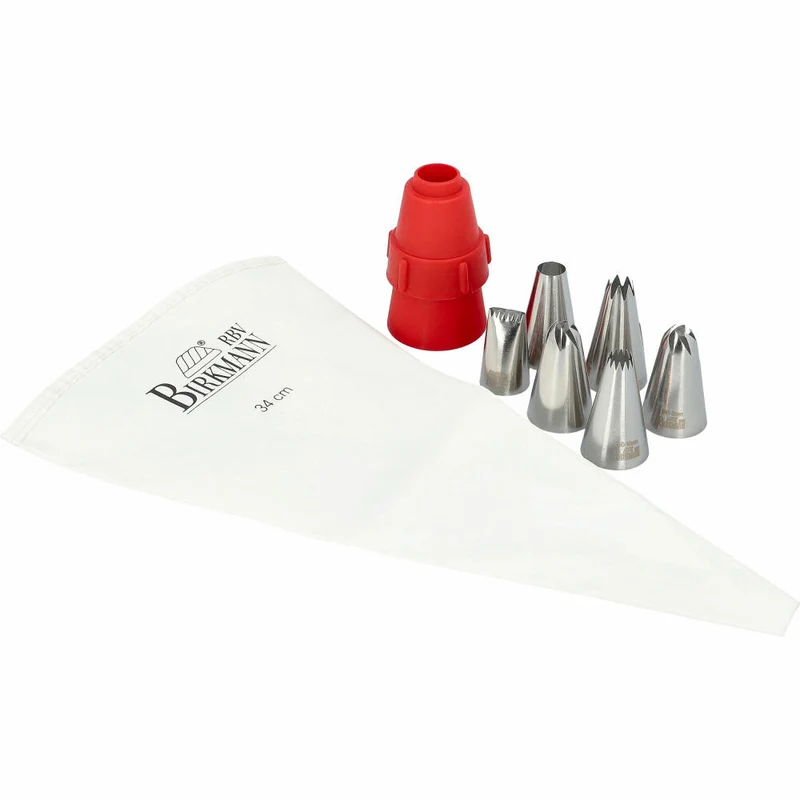 Birkmann Easy Baking Spritzbeutel-Set, 8-tlg., Spritzbeutel, Spritztülle, Tüllen, Spritztüten, Backzubehör, 410879