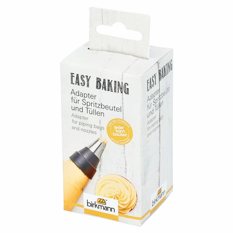Birkmann Easy Baking Adapter für Spritzbeutel und Tüllen, 3-tlg., Tüllen Aufsatz, Spritzbeutelfixierung, Kunststoff, 410886