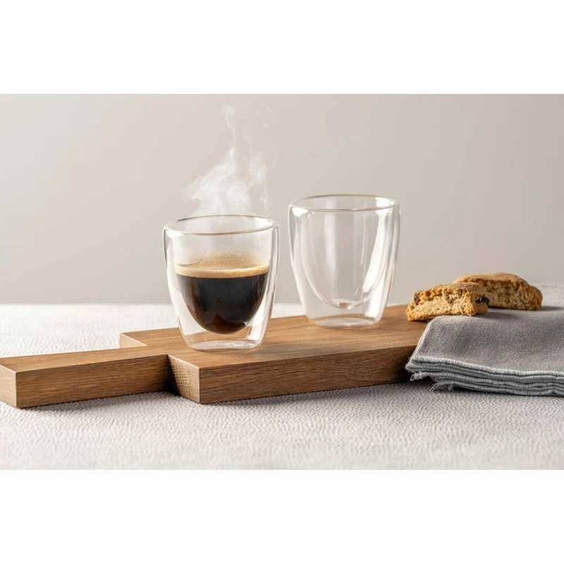 Leonardo Tasse Duo, 2er Set, Teetasse, Teebecher, Kaffeetasse, Doppelwandig, Borosilikatglas, Klar, 40 ml, 053059