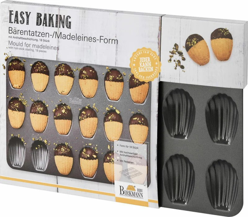 Birkmann Easy Baking Bärentatzen- / Madeleine-Form, Backblech, Backform, Backzubehör, Stahl, 45 cm, 881525