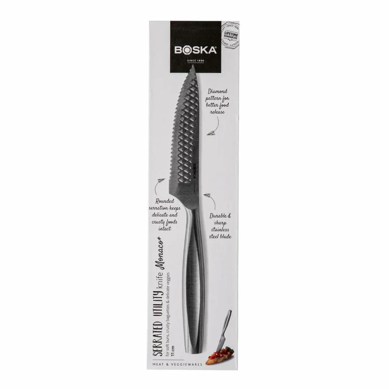 Boska Universalmesser Monaco+ gezahnt, Küchenmesser, Edelstahl, 11 cm Klinge, 307123