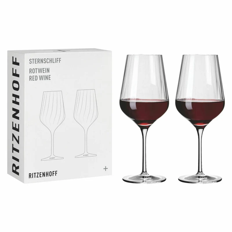 Ritzenhoff Rotweinglas 2er-Set Sternschliff 002, Kristallglas, 570 ml, 3661002