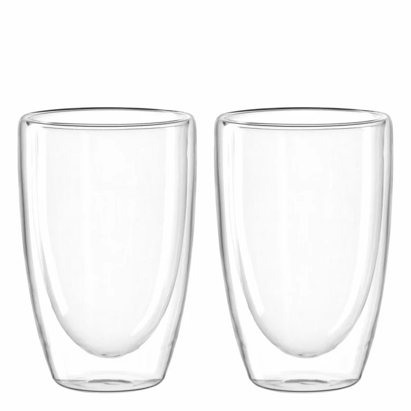 Leonardo Doppelwandbecher Duo, 2er Set, Teebecher, Becher, Tasse, Doppelwandig, Borosilikatglas, Klar, 400 ml, 053061