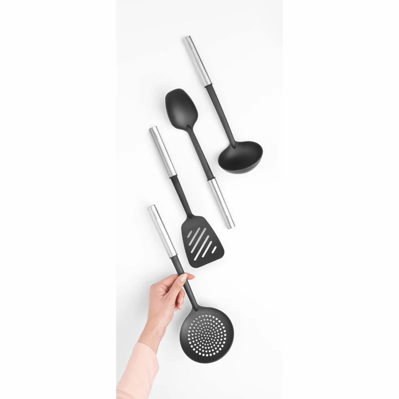 Brabantia Küchenutensilien-Set Non-Stick Profile, Set Küchenhelfer, Kochbesteckset, Stahl, Matt Steel, 35 cm, 260285