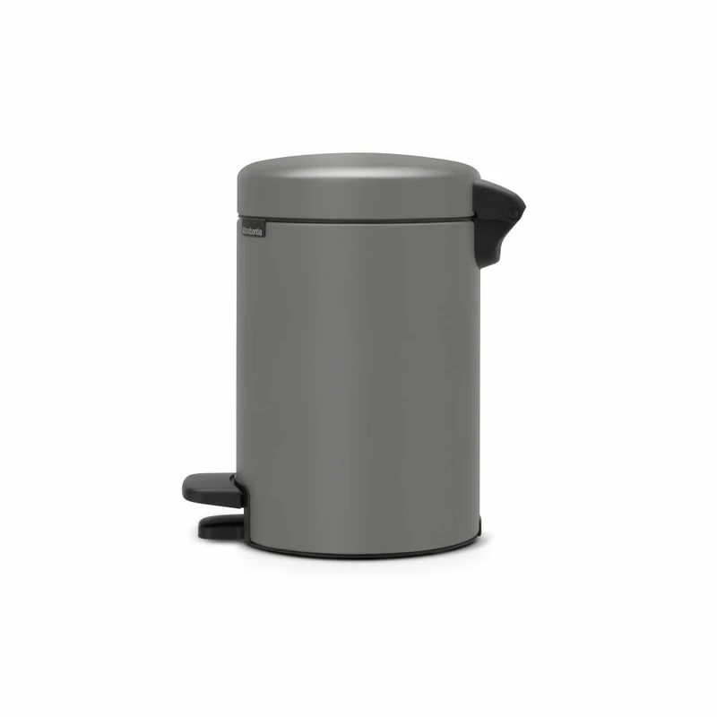 Brabantia Treteimer NewIcon, Kosmetikeimer, Mülleimer, Abfallbehälter, Stahl, Mineral Concrete Grey, 3 L, 126260