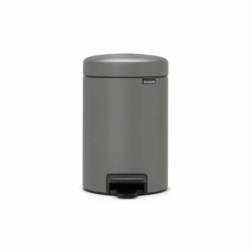 Brabantia Treteimer NewIcon, Kosmetikeimer, Mülleimer, Abfallbehälter, Stahl, Mineral Concrete Grey, 3 L, 126260