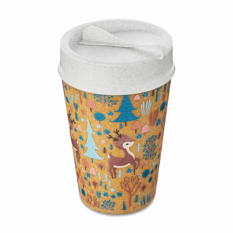Koziol Thermobecher Iso To Go Oh My Dear, Isolierbecher, Becher, Kunststoff, Nature Wood / Organic White, 400 ml, 7012119