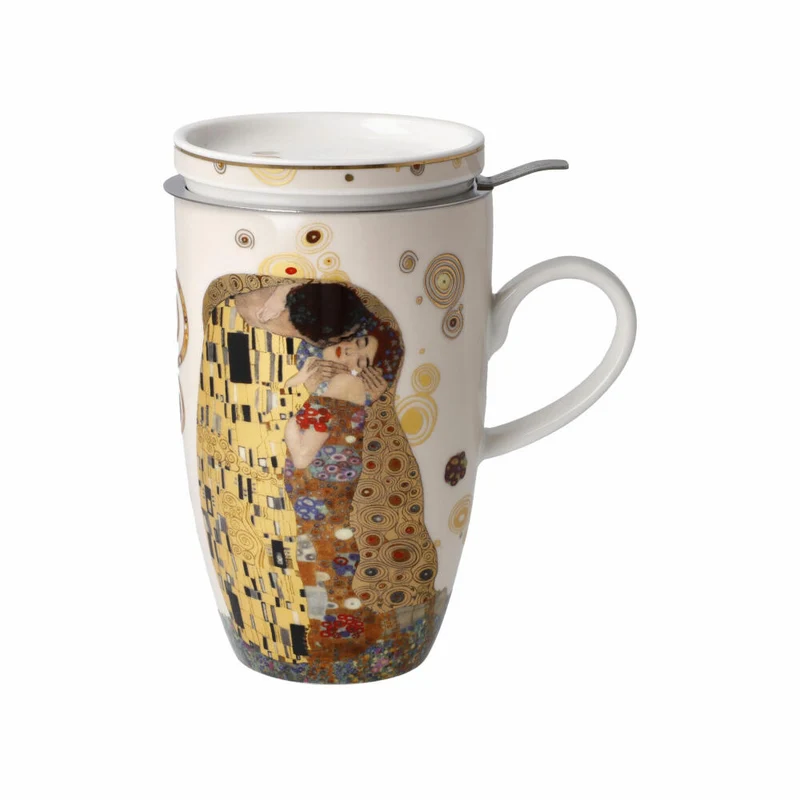 Goebel Teetasse mit Deckel und Sieb Gustav Klimt - Der Kuss, Artis Orbis, Fine Bone China, Bunt, 67072021