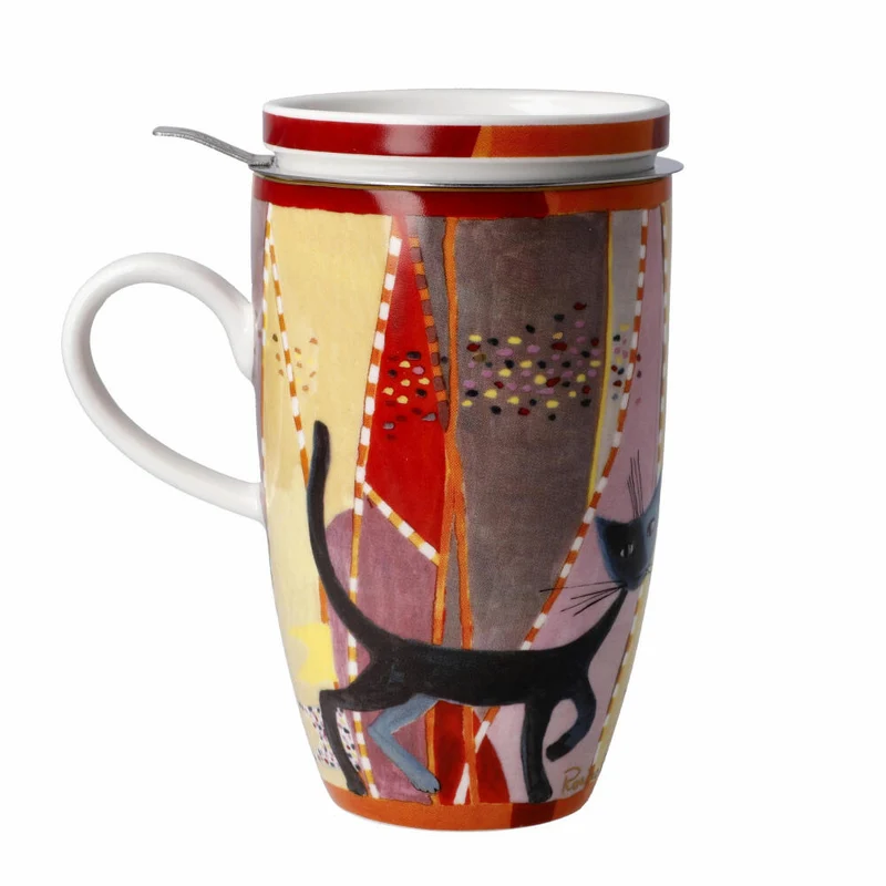 Goebel Teetasse mit Deckel und Sieb Rosina Wachtmeister - Sottosopra, Becher, Fine Bone China, Bunt, 450 ml, 66861081