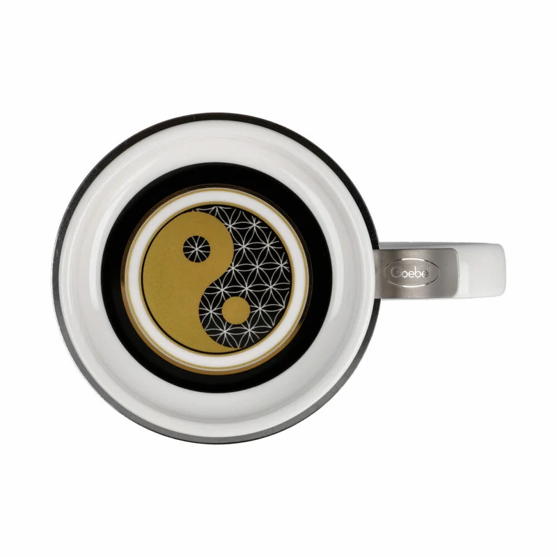 Goebel Teetasse mit Deckel und Sieb Blume des Lebens Weiß, Lotus Becher, Fine Bone China, Bunt, 450 ml, 23101761