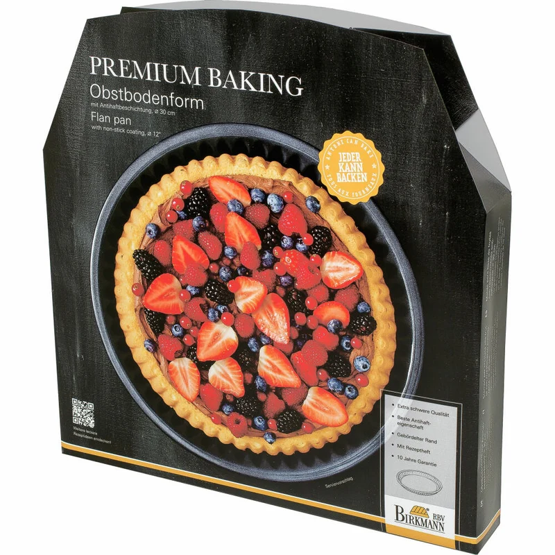 Birkmann Premium Baking Obstbodenform, Kuchenform, Kuchenbackform, Backform, Obstboden, Karbonstahl, Ø 30 cm, 882072