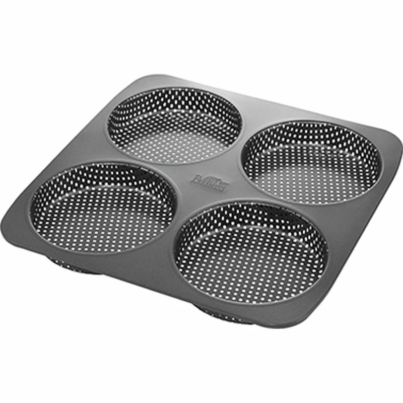 Birkmann Burgerbrötchenblech Laib und Seele, Brötchenblech, Burger Blech, für 4 Burger Ø 12 cm, Karbonstahl, Schwarz, 28x 28 cm, 210387