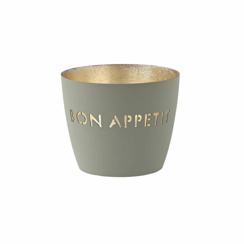 Gift Company Windlicht Madras Bon Appetit M, Teelichthalter, Kerzenhalter, Eisen, Cool Gray, Gold, 8.5 cm, 1054904061