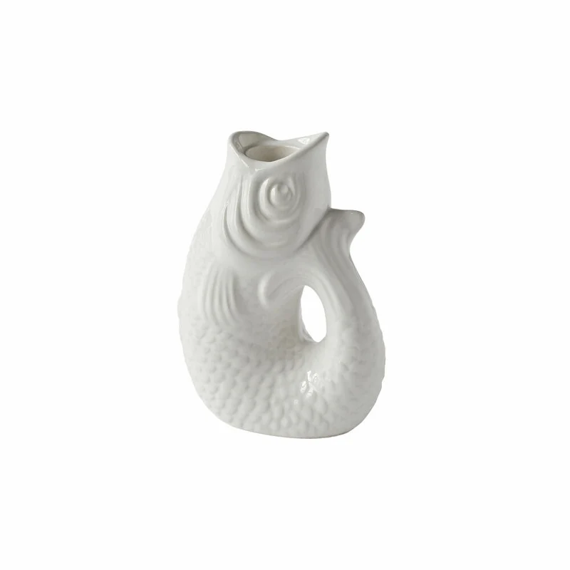 Gift Company Kerzenhalter Monsieur Carafon XS, Kerzenständer in Fisch-Form, Steingut, Weiß, 12.7 cm, 1055302001