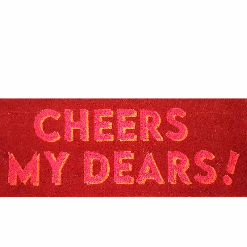 Gift Company Fußmatte Cheers my dears, Neon, Türmatte, Kokosmatte, Kokos, Vinylrücken, Rot, 30 x 75 cm, 1055501003