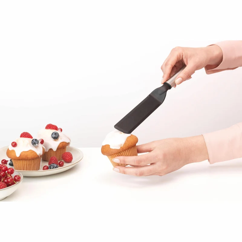 Brabantia Konditormesser Non-Stick Profile, Tortenmesser, Stahl / Kunststoff, Matt Steel, 31 cm, 250422
