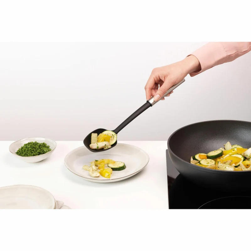Brabantia Servierlöffel Non-Stick Profile, Küchenhelfer, Stahl / Kunststoff, Matt Steel, 33.1 cm, 250828