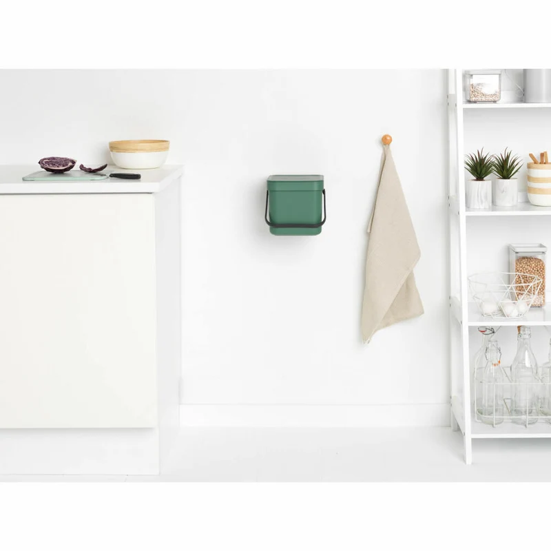 Brabantia Abfallbehälter Sort & Go, Abfalleimer, Mülleimer, Müllbehälter, Kunststoff, Fir Green, 6 L, 129841