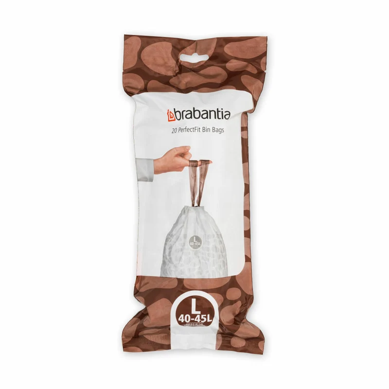 Brabantia Müllbeutel PerfectFit, Abfallbeutel, Beutel, Codierung L, White, 45 L, 20 Stück, 138607