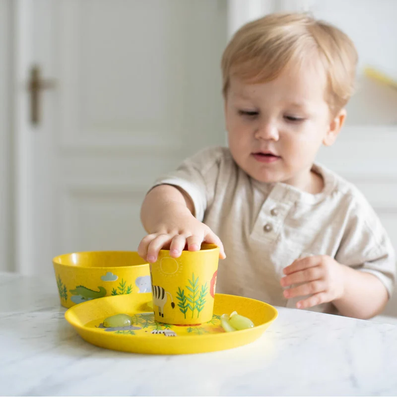 Koziol Becher Connect Cup S Africa, Kinderbecher, Kunststoff-Holz-Mix, Organic Yellow, 190 ml, 1415681