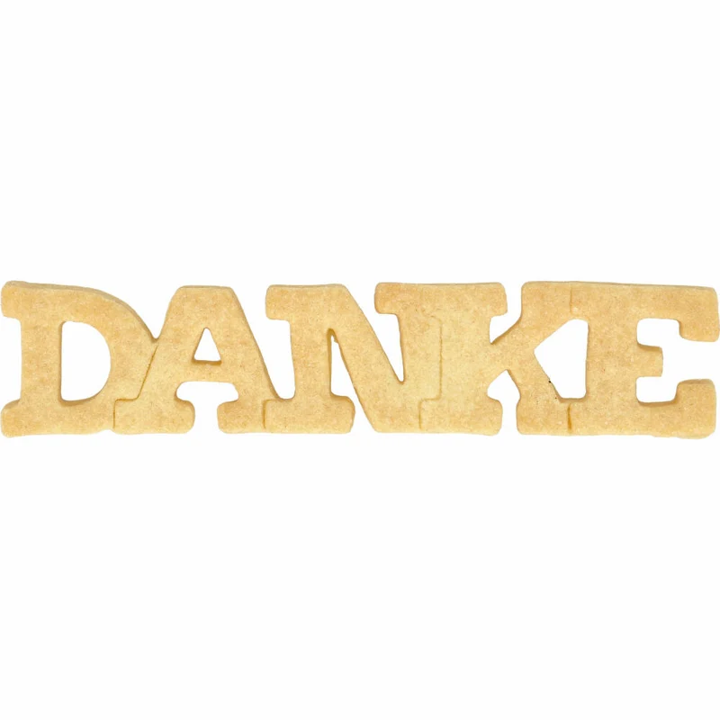 Birkmann Ausstechform Schriftzug Danke, mit Innenprägung, Ausstecher, Plätzchenform, Keks, Plätzchen, Edelstahl, 15.5 cm, 198852