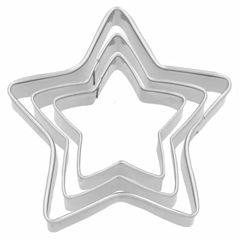 Birkmann Ausstechformen Terrasse Stern, 3-tlg., Ausstecher, Plätzchenform, Keks, Plätzchen, Edelstahl, 199392