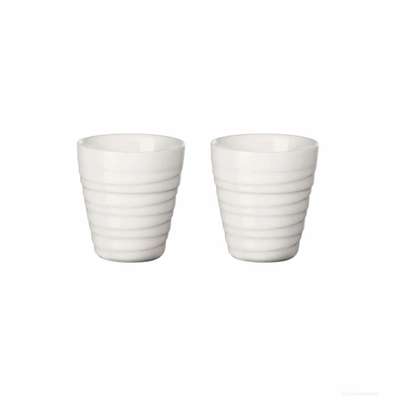 ASA Selection thermo Thermobecher Espresso Twisted, 2er Set, Espressobecher, Becher, Tasse, Porzellan, Weiß, 80 ml, 33701024
