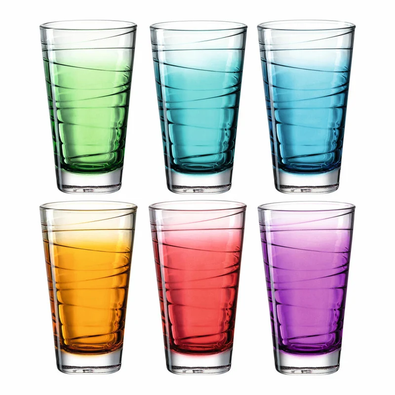 Leonardo Trinkglas Vario Struttura 6 Stück sortiert Farbverlauf, Becher, Wassergläser, Kalk-Natron Glas, mehrfarbig, 280 ml, 026845